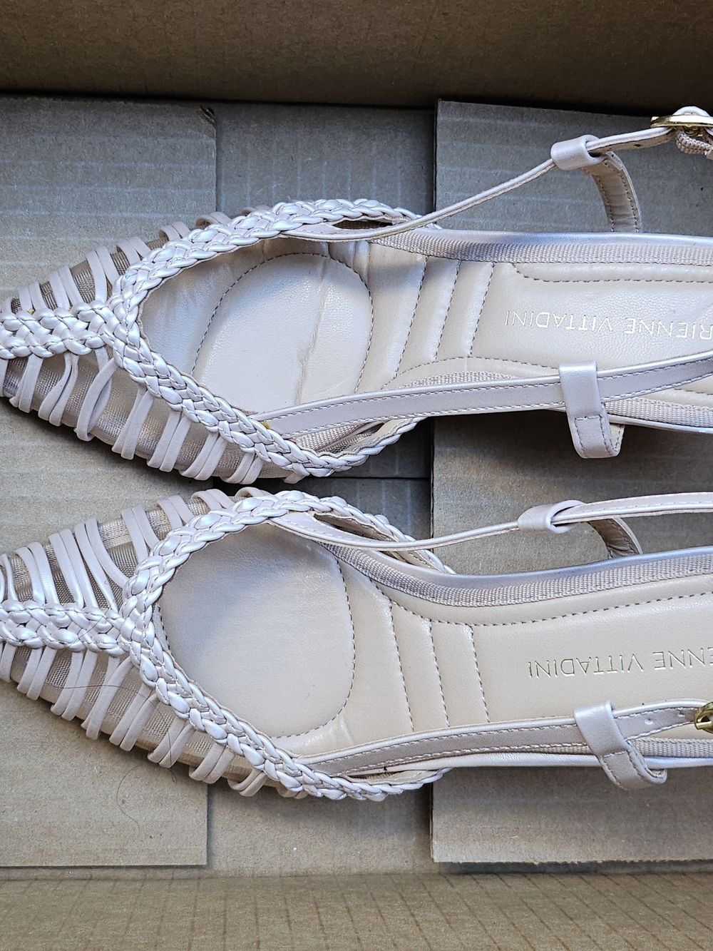 Adrienne Vittadini Braided Slingback Sandals Cream New Size 7